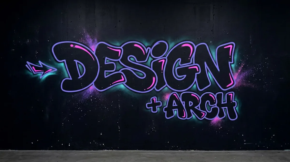 Minimal graffiti-inspired design banner in neon palette.