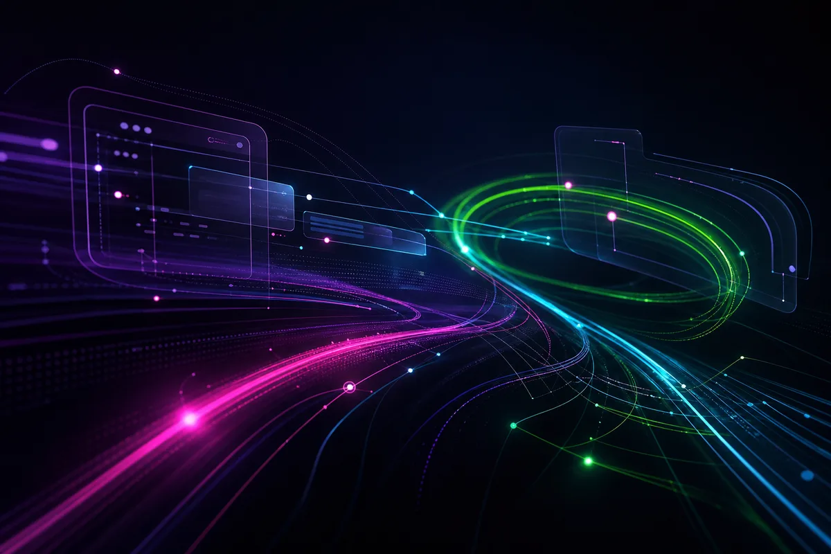 Flowing neon paths representing intuitive user experience.