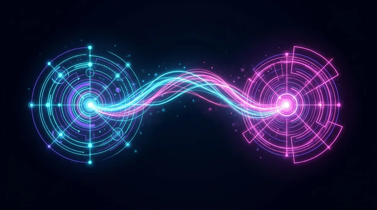 Connected neon systems symbolizing partnership and conversion.