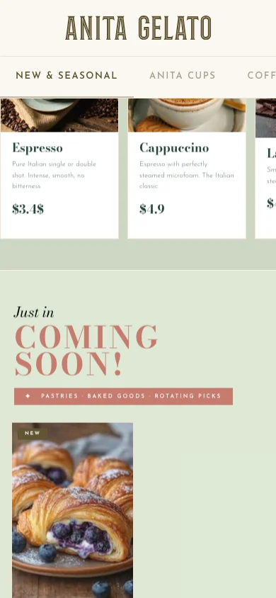 Anita Gelato · Tarzana mobile screen 3