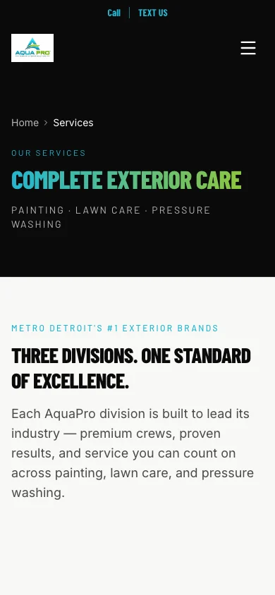 AquaPro Services mobile screen 2