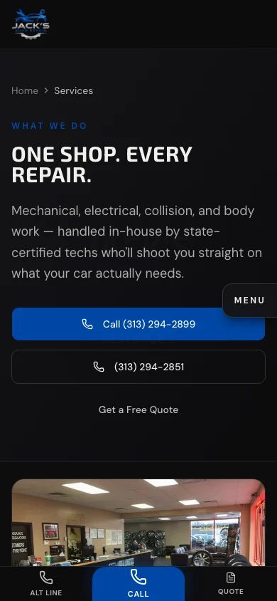 Jack's Auto Repair mobile screen 2
