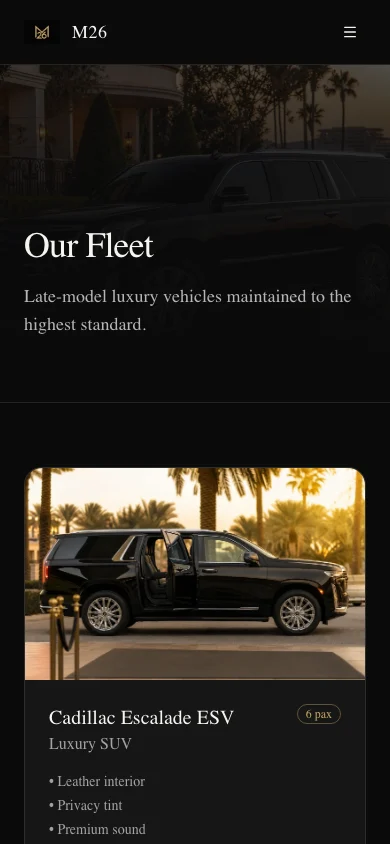 M26 Black Car mobile screen 2
