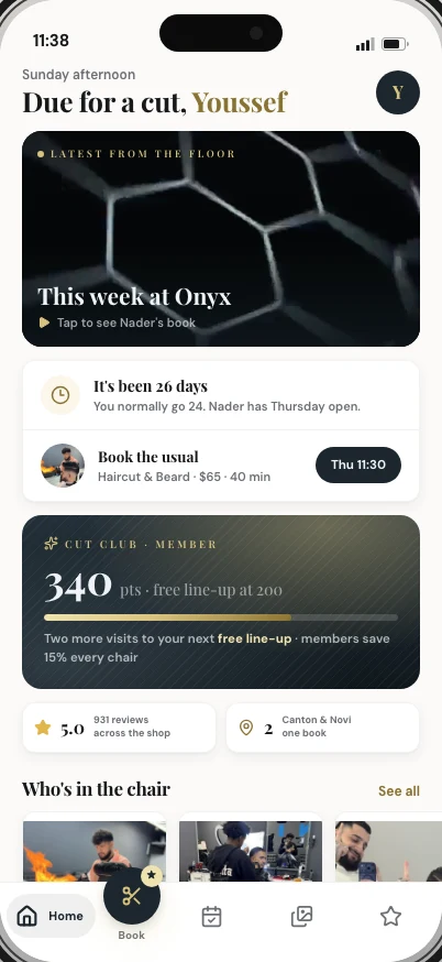 Onyx Barber Co. app